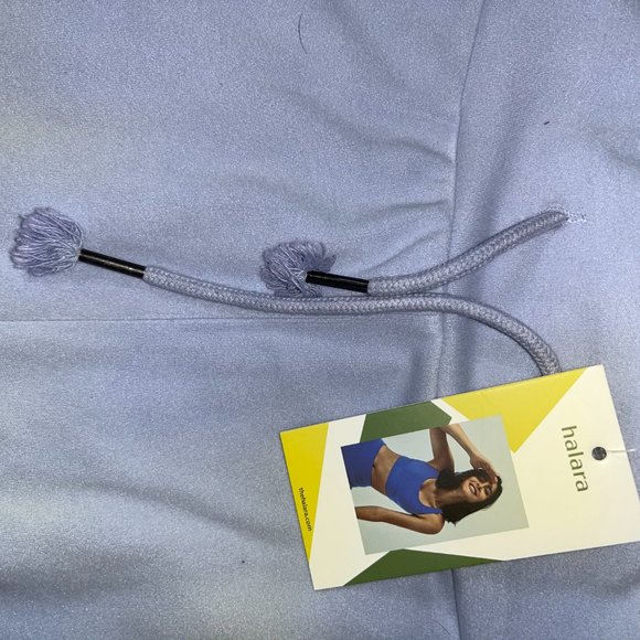 HALARA Light Baby Blue High Waisted Drawstring Side Pocket Plain Flare Pants - Picture 5 of 9